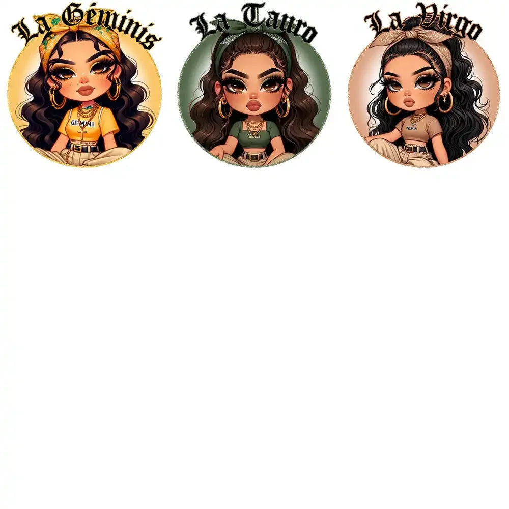 12 Zodiac Chicana Girl Designs Bundle PNG
