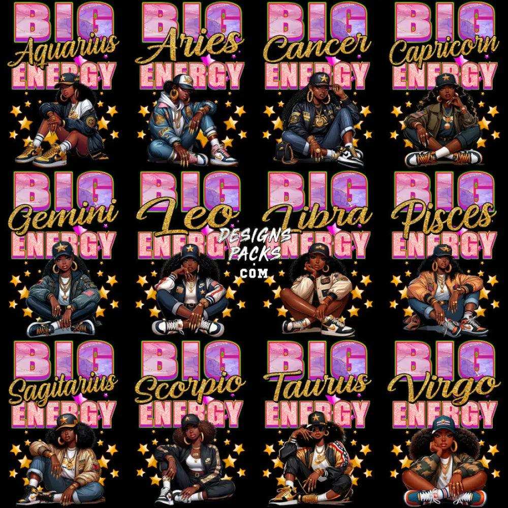 12 Zodiac Signs Cool Black History Girl Designs Bundle Png