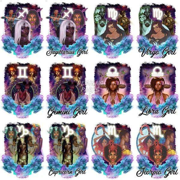 12 Zodiac Signs Designs Bundle PNG