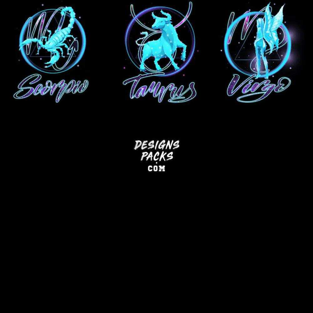 12 Zodiac Signs Designs Bundle Png