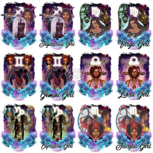 12 Zodiac Signs Designs Bundle Png