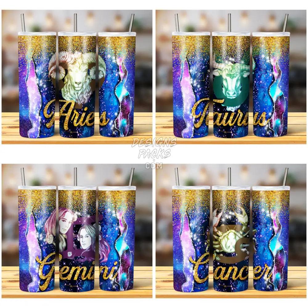 12 Zodiac Signs Galaxy Tumbler Wrap Bundle Jpg