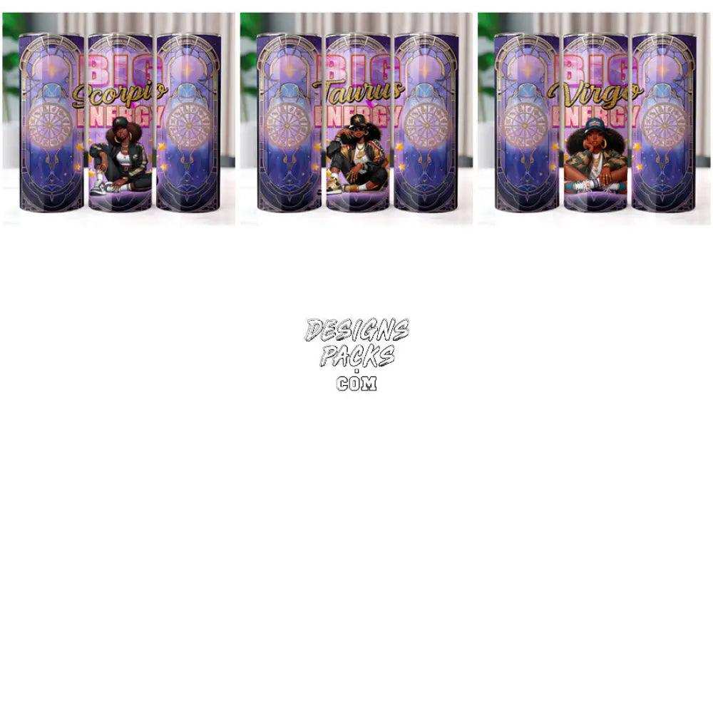 12 Zodiac Signs V1 Cool Black History Girl Tumbler Wrap Bundle Jpg