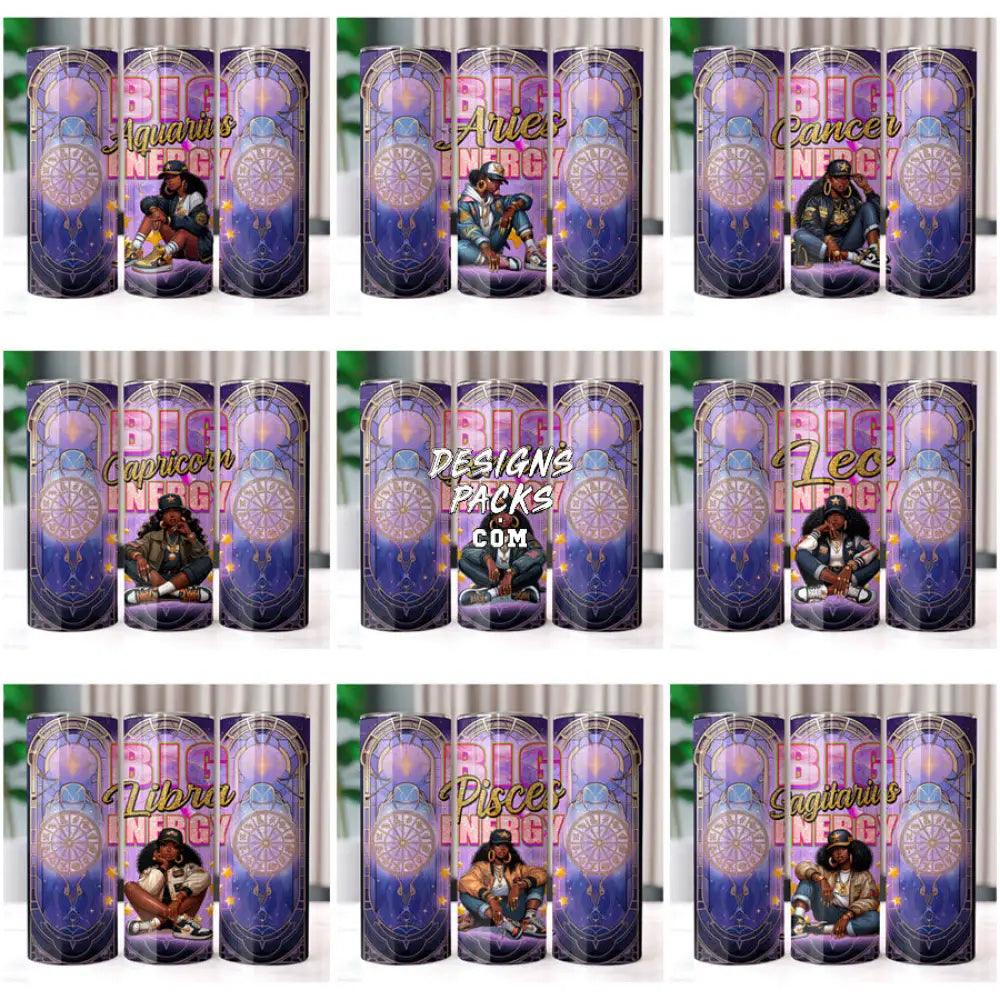 12 Zodiac Signs V1 Cool Black History Girl Tumbler Wrap Bundle Jpg