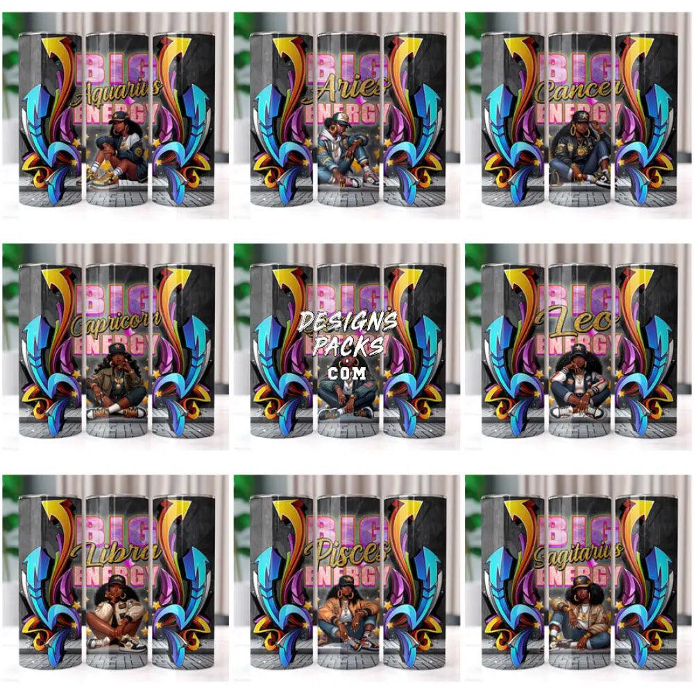 12 Zodiac Signs V2 Cool Black History Girl Tumbler Wrap Bundle Jpg