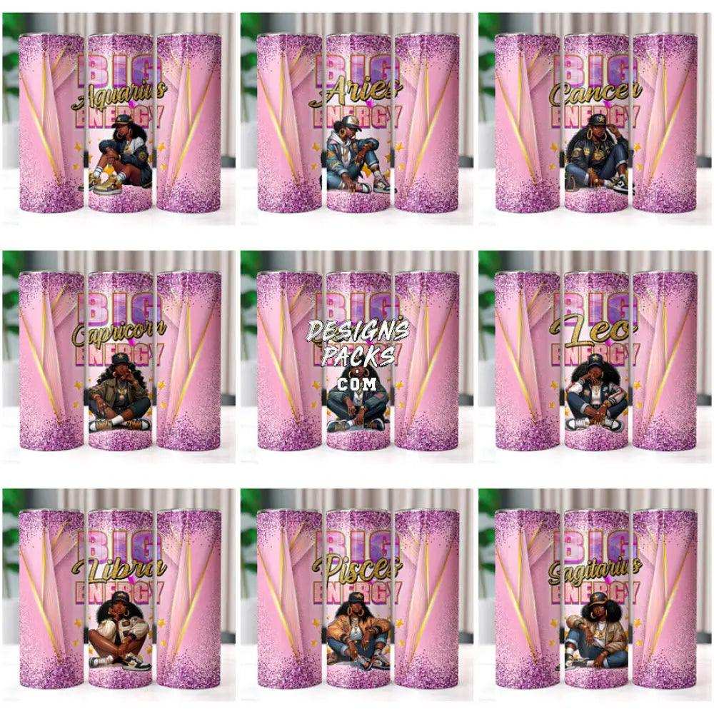 12 Zodiac Signs V3 Cool Black History Girl Free Tumbler Wrap Bundle Jpg