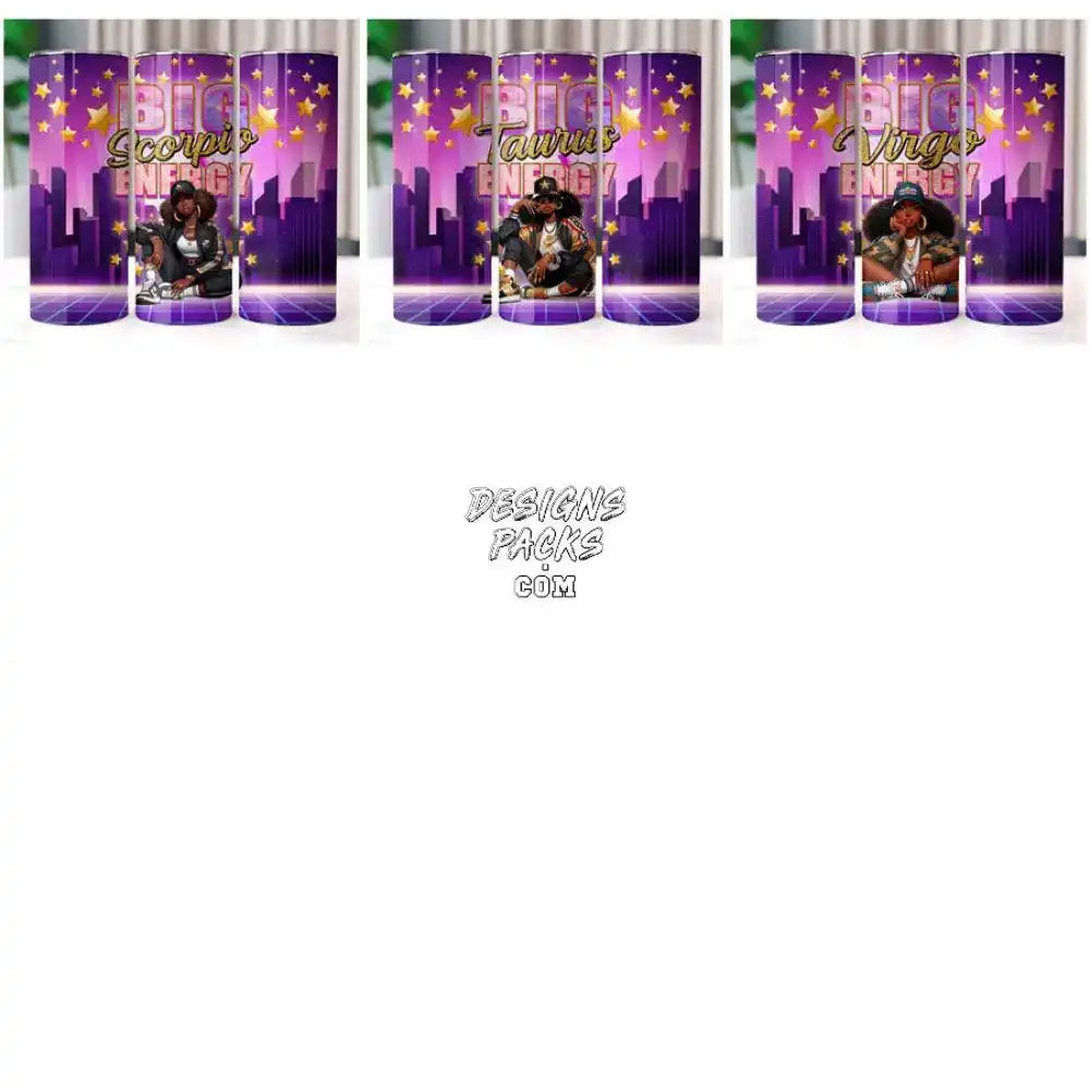 12 Zodiac Signs V4 Cool Black History Girl Tumbler Wrap Bundle Jpg