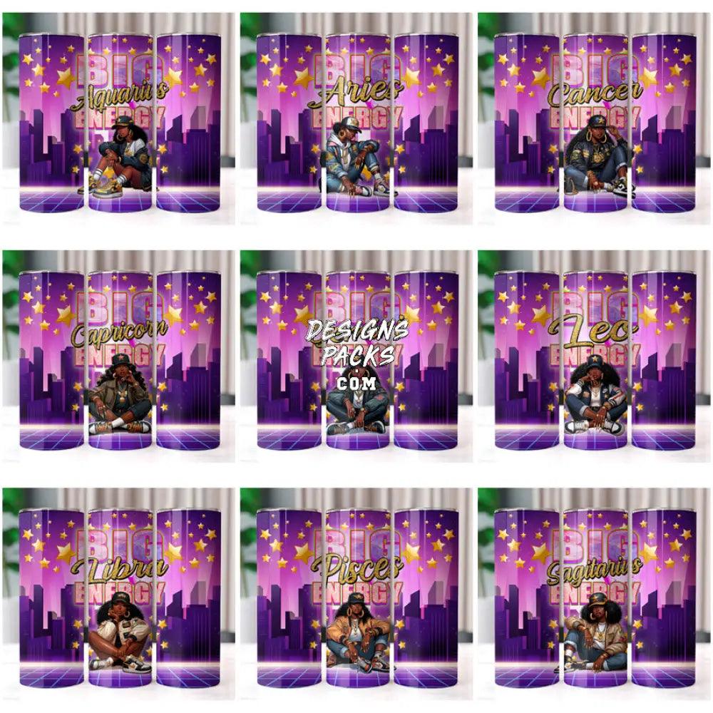 12 Zodiac Signs V4 Cool Black History Girl Tumbler Wrap Bundle Jpg