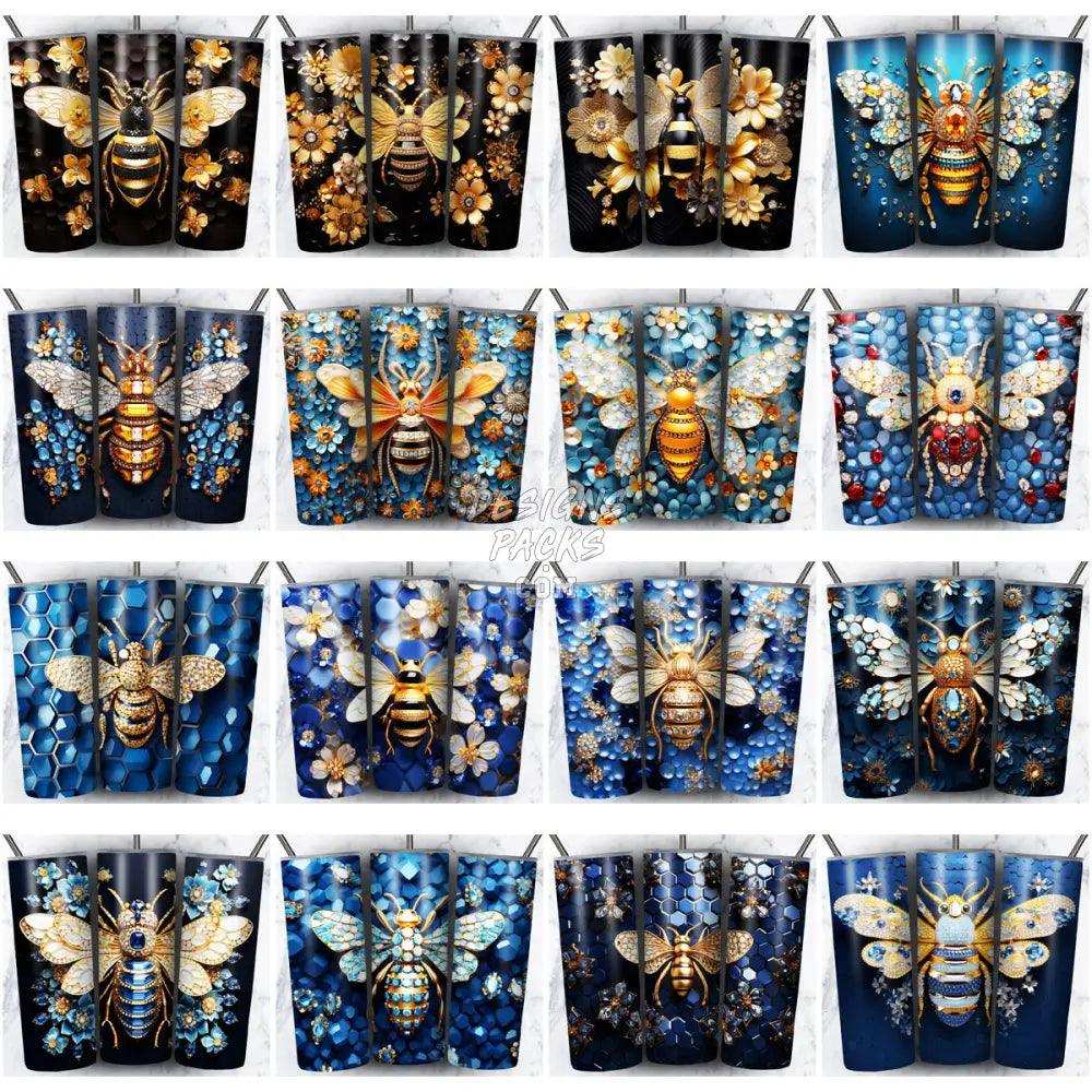 120 3D Bee Gems Tumbler Wrap Bundle Jpg