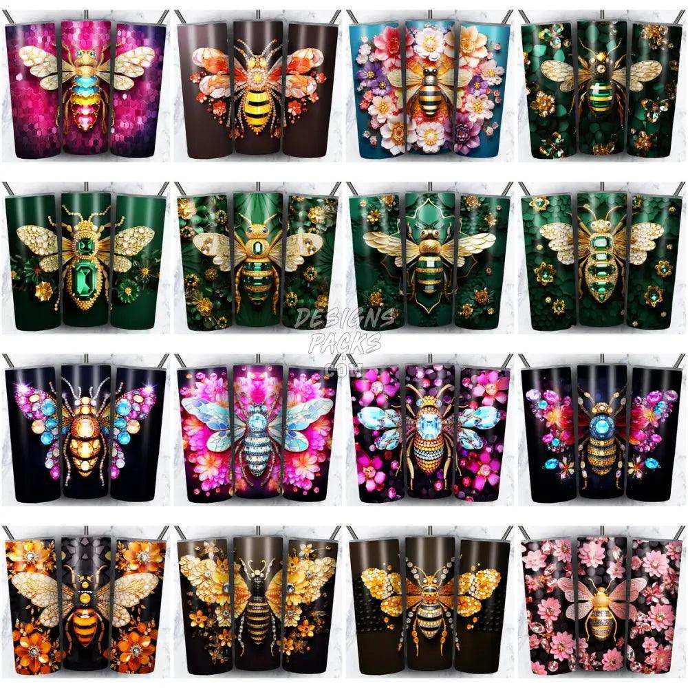 120 3D Bee Gems Tumbler Wrap Bundle Jpg