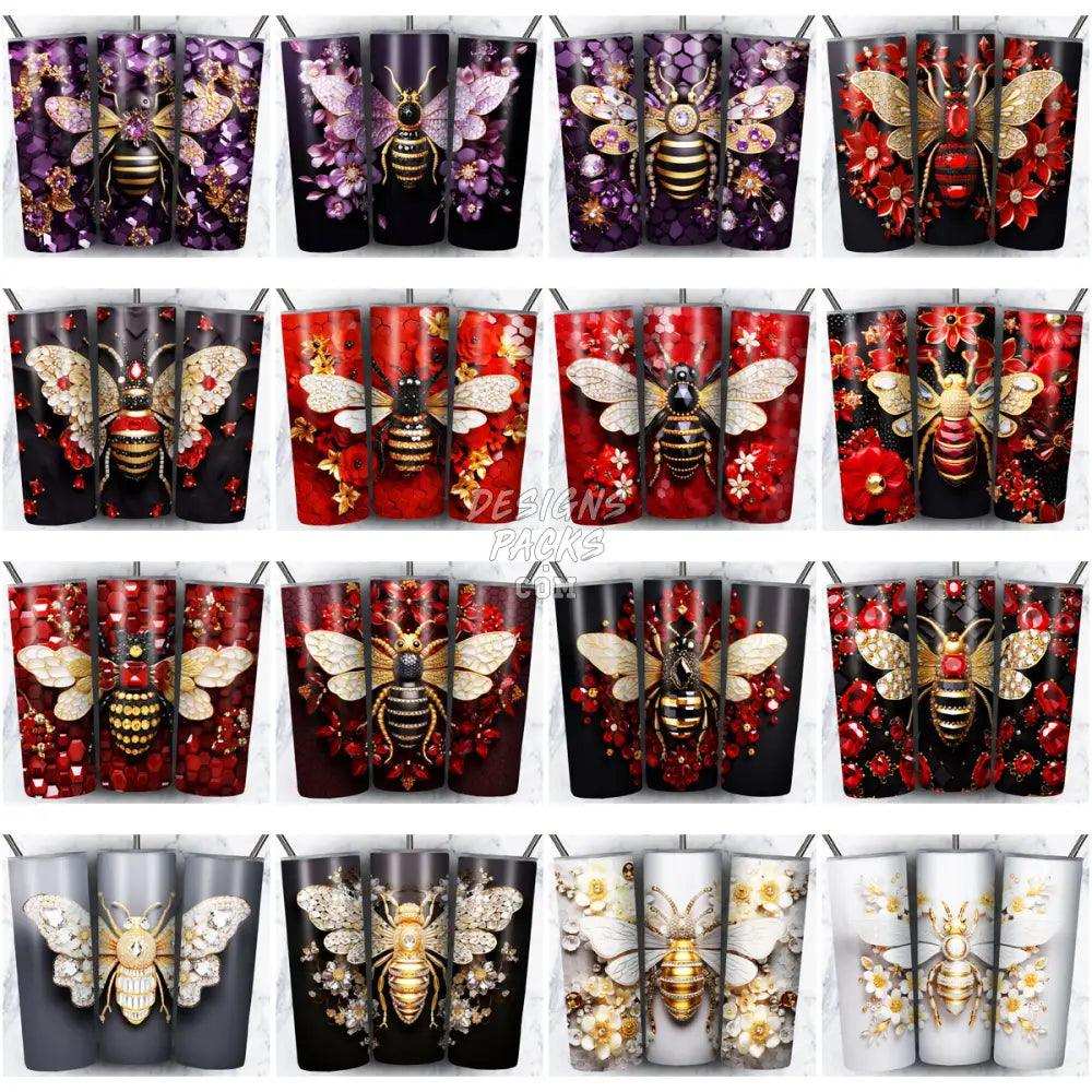 120 3D Bee Gems Tumbler Wrap Bundle Jpg