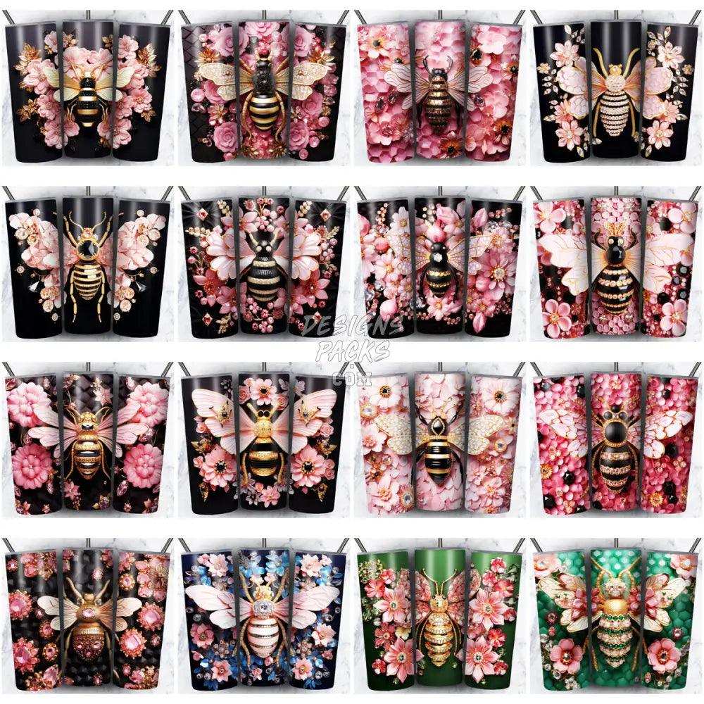 120 3D Bee Gems Tumbler Wrap Bundle Jpg