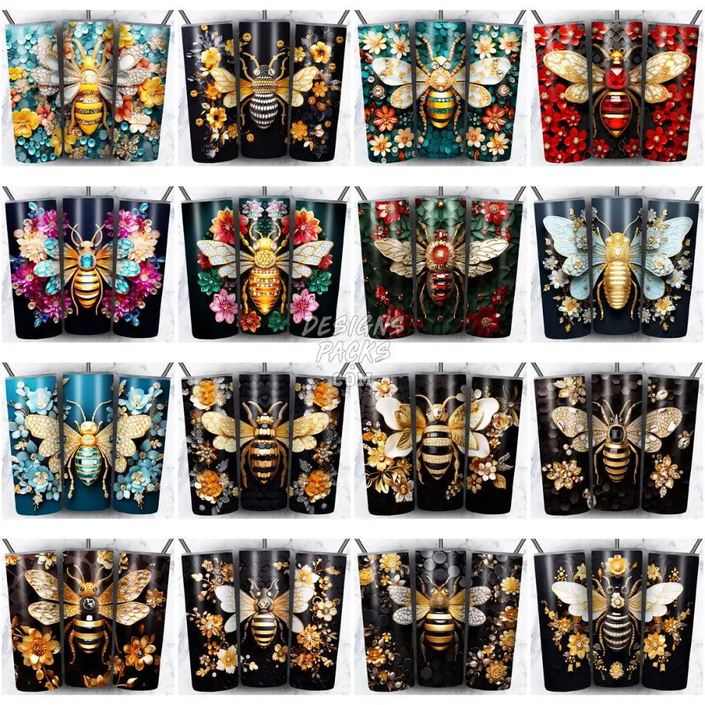 120 3D Bee Gems Tumbler Wrap Bundle Jpg