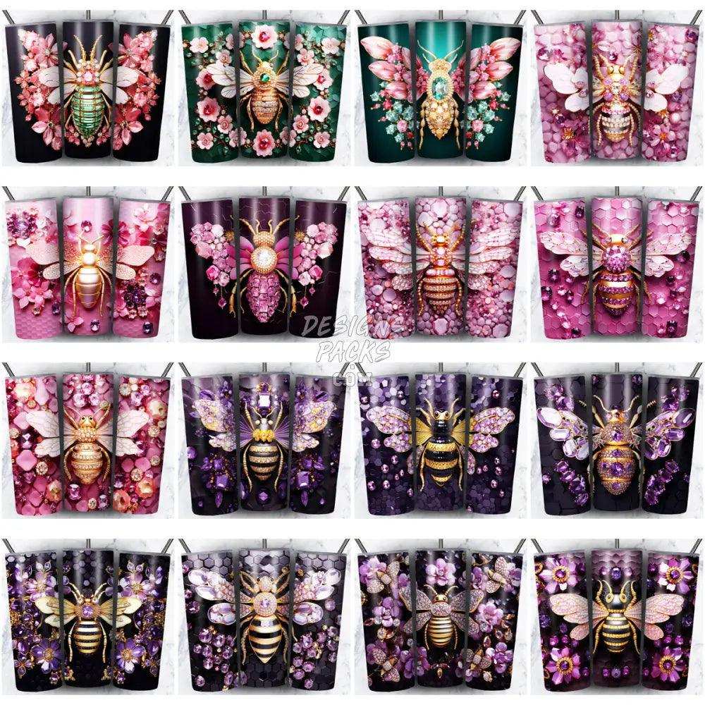 120 3D Bee Gems Tumbler Wrap Bundle Jpg
