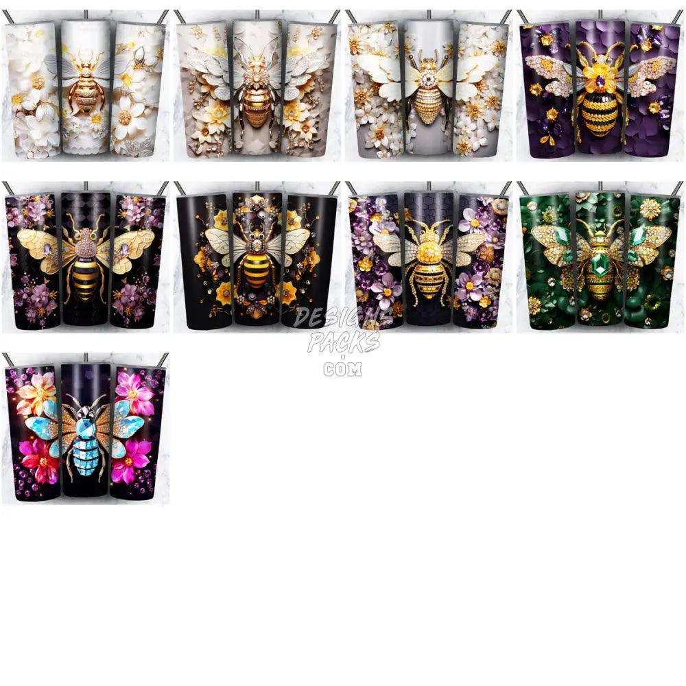 120 3D Bee Gems Tumbler Wrap Bundle Jpg