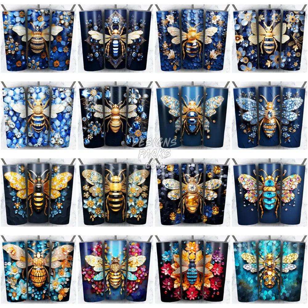 120 3D Bee Gems Tumbler Wrap Bundle Jpg