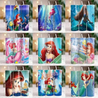 Load image into Gallery viewer, 120 Cartoon Mermaid Tumbler Wrap Bundle Png
