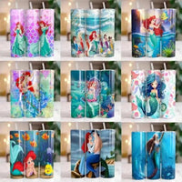 Load image into Gallery viewer, 120 Cartoon Mermaid Tumbler Wrap Bundle Png
