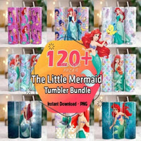 Load image into Gallery viewer, 120 Cartoon Mermaid Tumbler Wrap Bundle Png
