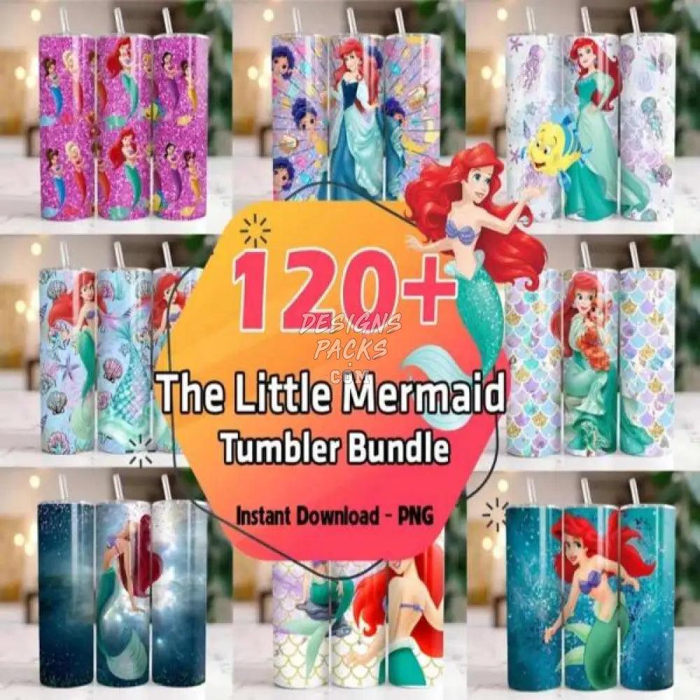 120 Cartoon Mermaid Tumbler Wrap Bundle Png