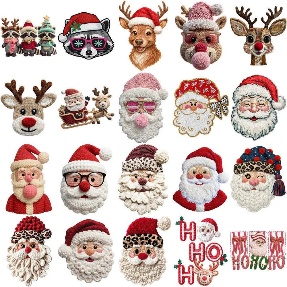 120 Cartoons CHRISTMAS Yarn Style Designs Bundle PNG