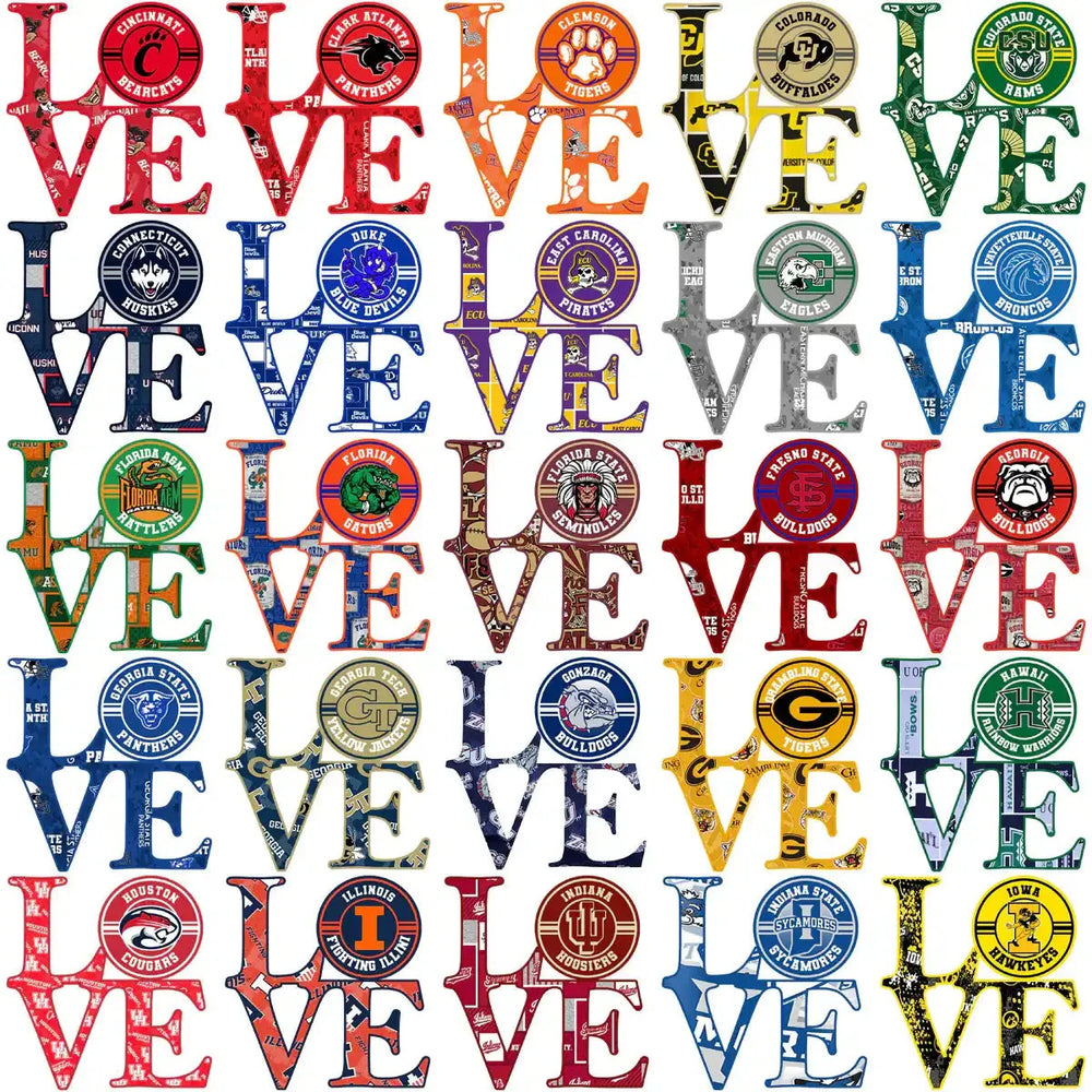 120 College Football LOVE NCAA Teams Designs Bundle PNG