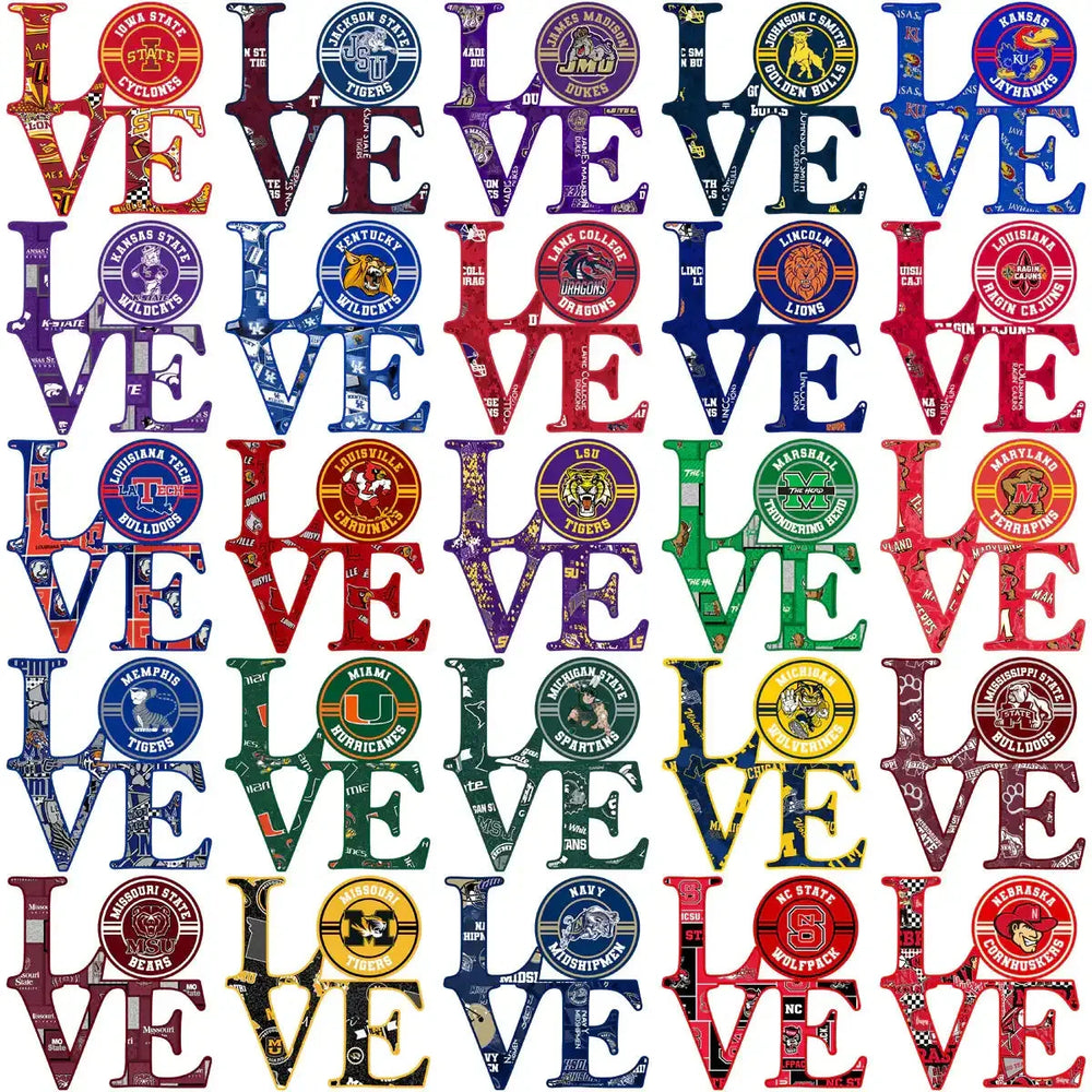120 College Football LOVE NCAA Teams Designs Bundle PNG