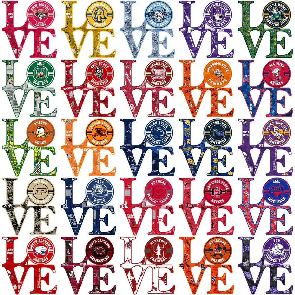 120 College Football LOVE NCAA Teams Designs Bundle PNG