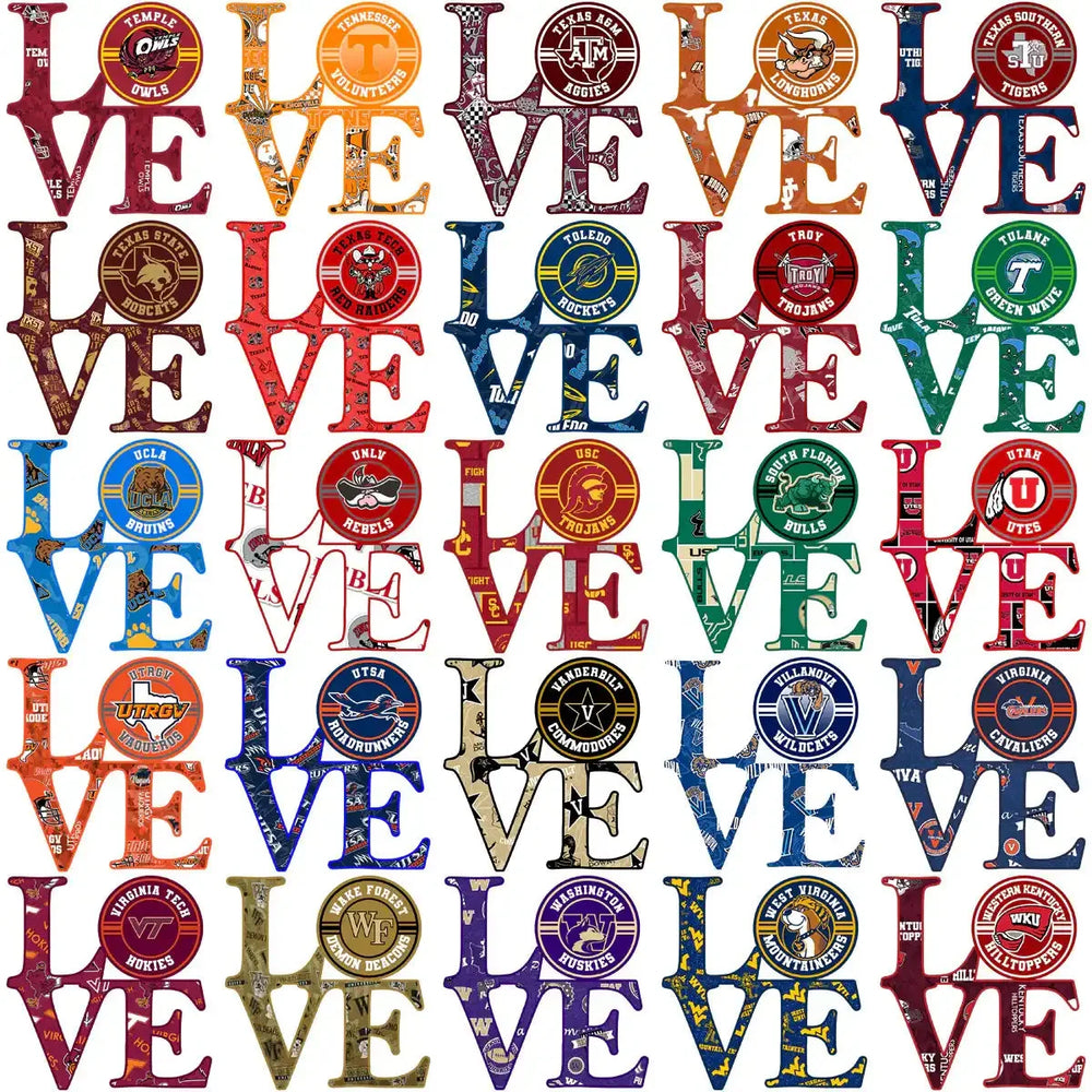 120 College Football LOVE NCAA Teams Designs Bundle PNG