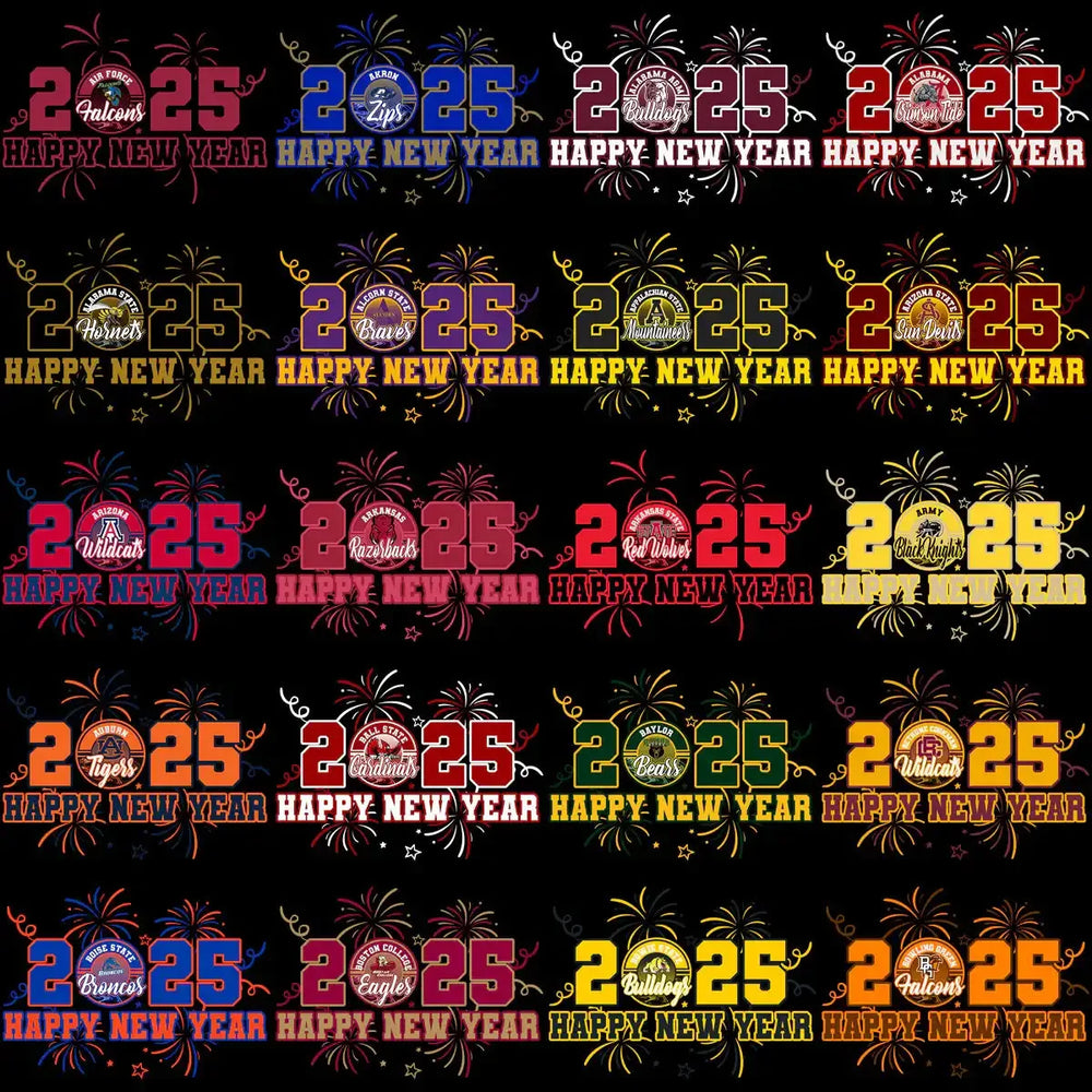 120 College Football NCAA Teams Happy New Year 2025 Designs Bundle PNG