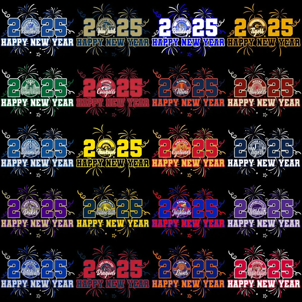 120 College Football NCAA Teams Happy New Year 2025 Designs Bundle PNG