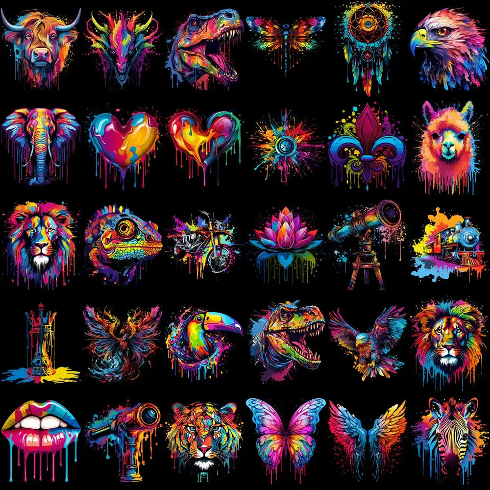 120 Color Drip Mixed Designs Bundle PNG