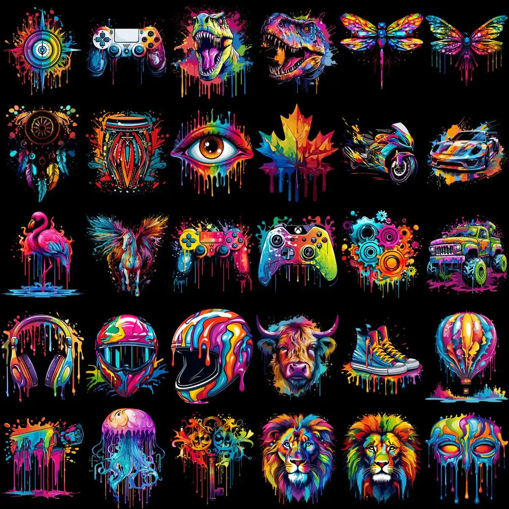 120 Color Drip Mixed Designs Bundle PNG