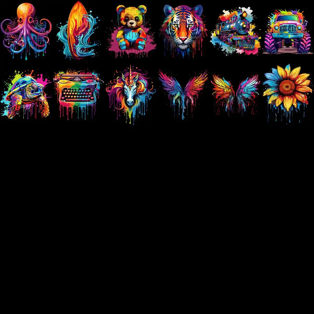 120 Color Drip Mixed Designs Bundle PNG
