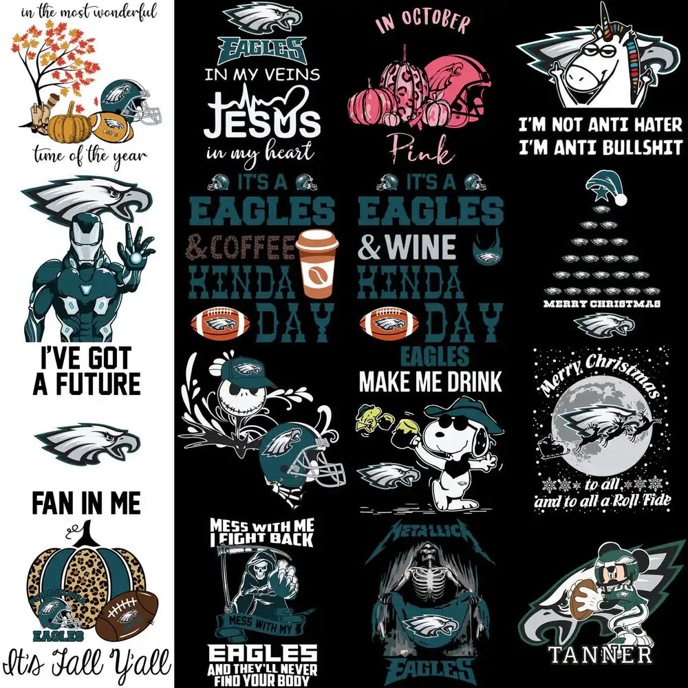 120 Eagles Philadelphia MEGA Football Team Designs Bundle PNG