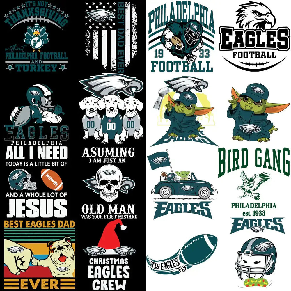 120 Eagles Philadelphia MEGA Football Team Designs Bundle PNG