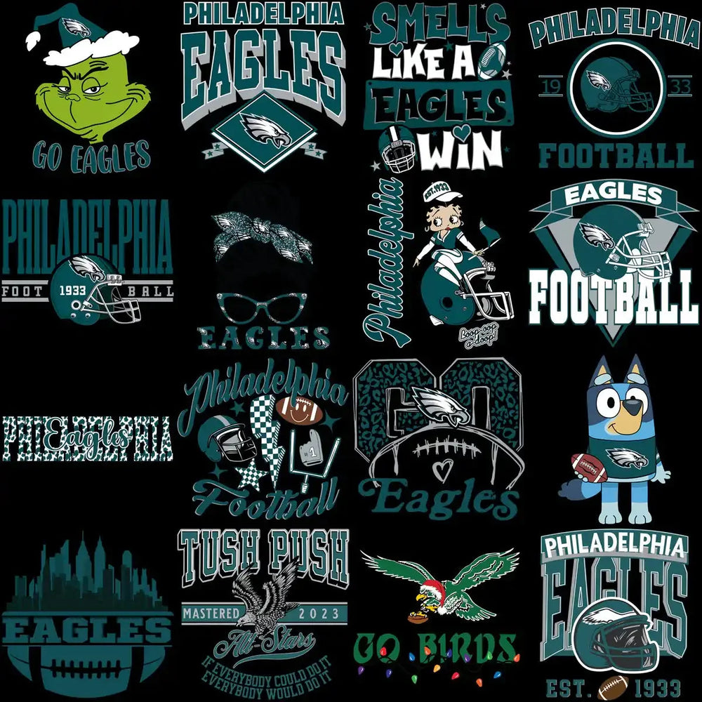 120 Eagles Philadelphia MEGA Football Team Designs Bundle PNG