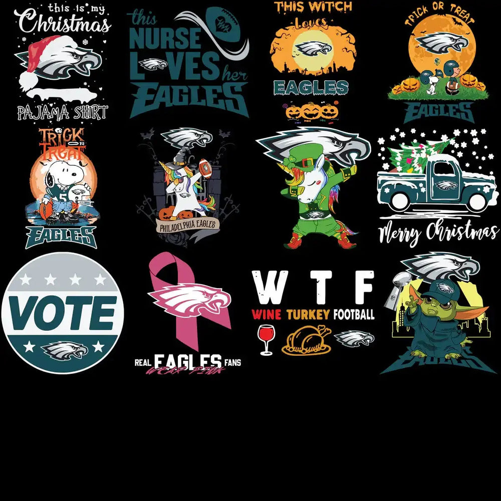 120 Eagles Philadelphia MEGA Football Team Designs Bundle PNG