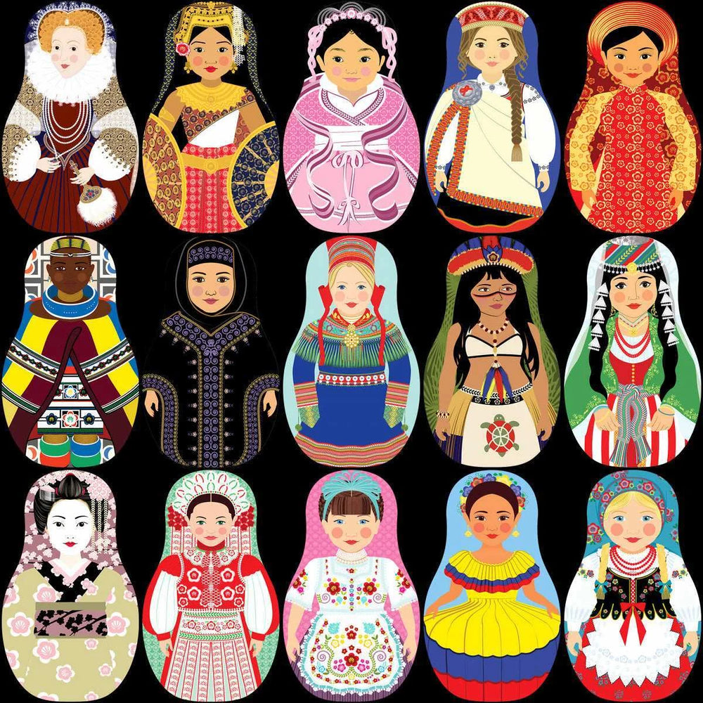 120 Matryoshka Babushka Dolls World Costumes Designs Bundle PNG