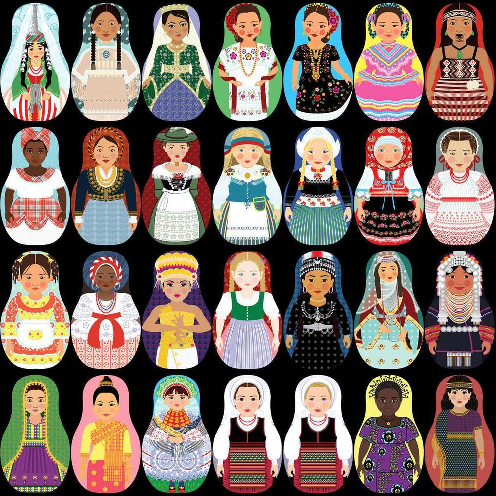 120 Matryoshka Babushka Dolls World Costumes Designs Bundle PNG