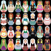 Load image into Gallery viewer, 120 Matryoshka Babushka Dolls World Costumes Designs Bundle PNG
