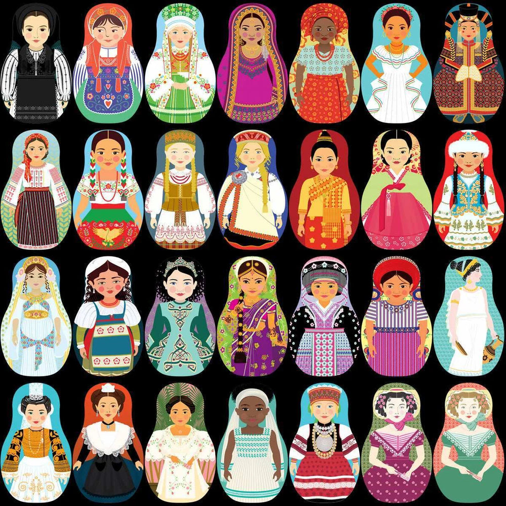 120 Matryoshka Babushka Dolls World Costumes Designs Bundle PNG