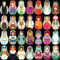 Load image into Gallery viewer, 120 Matryoshka Babushka Dolls World Costumes Designs Bundle PNG
