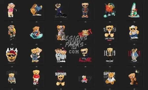 120 Teddy Bear Designs Bundle PNG