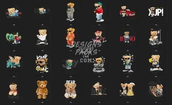 120 Teddy Bear Designs Bundle PNG