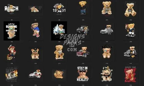 120 Teddy Bear Designs Bundle PNG