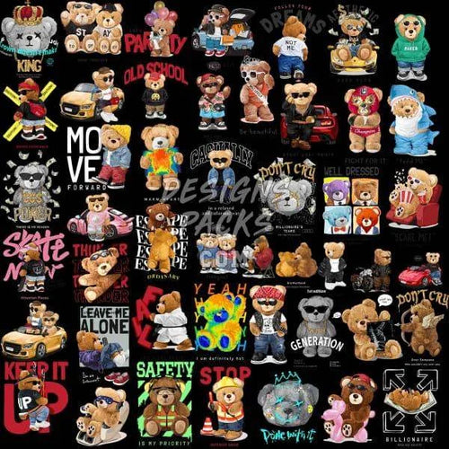 90 Teddy Bear Designs Bundle PNG AI