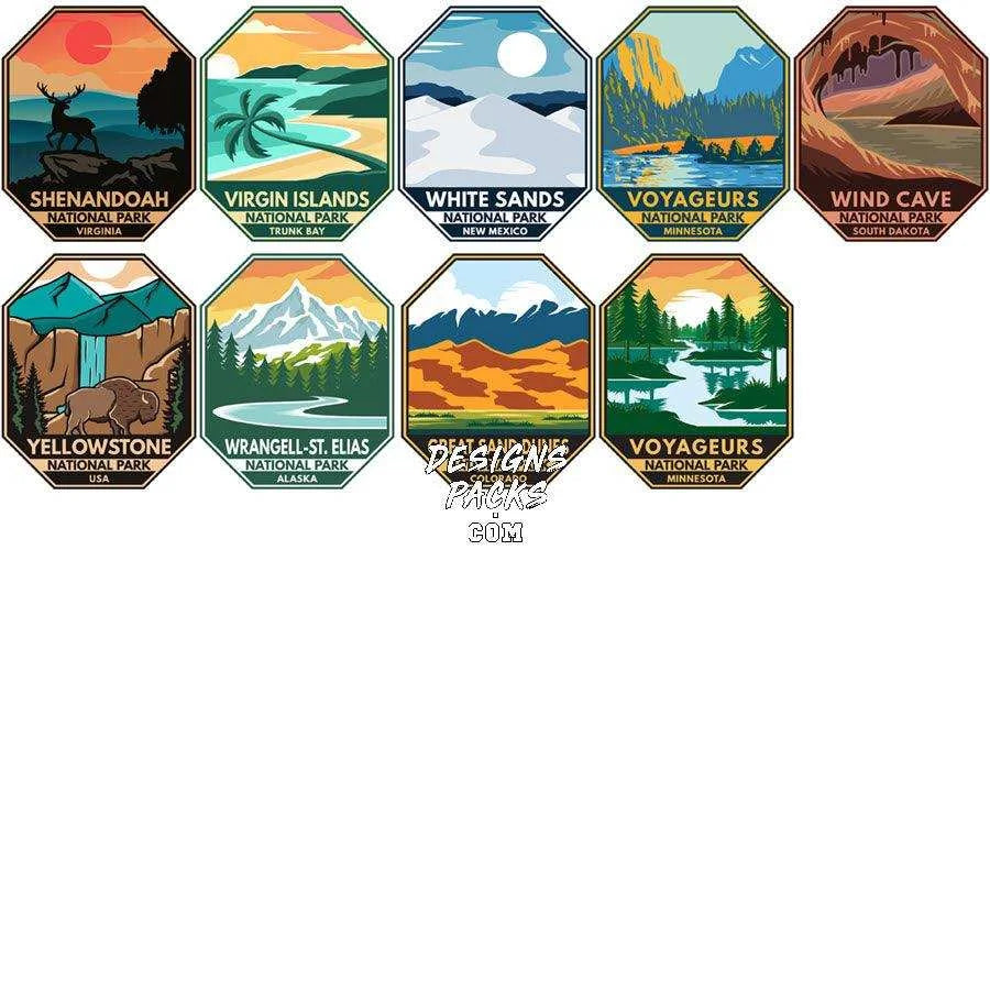 120 USA National Parks Designs Bundle PNG