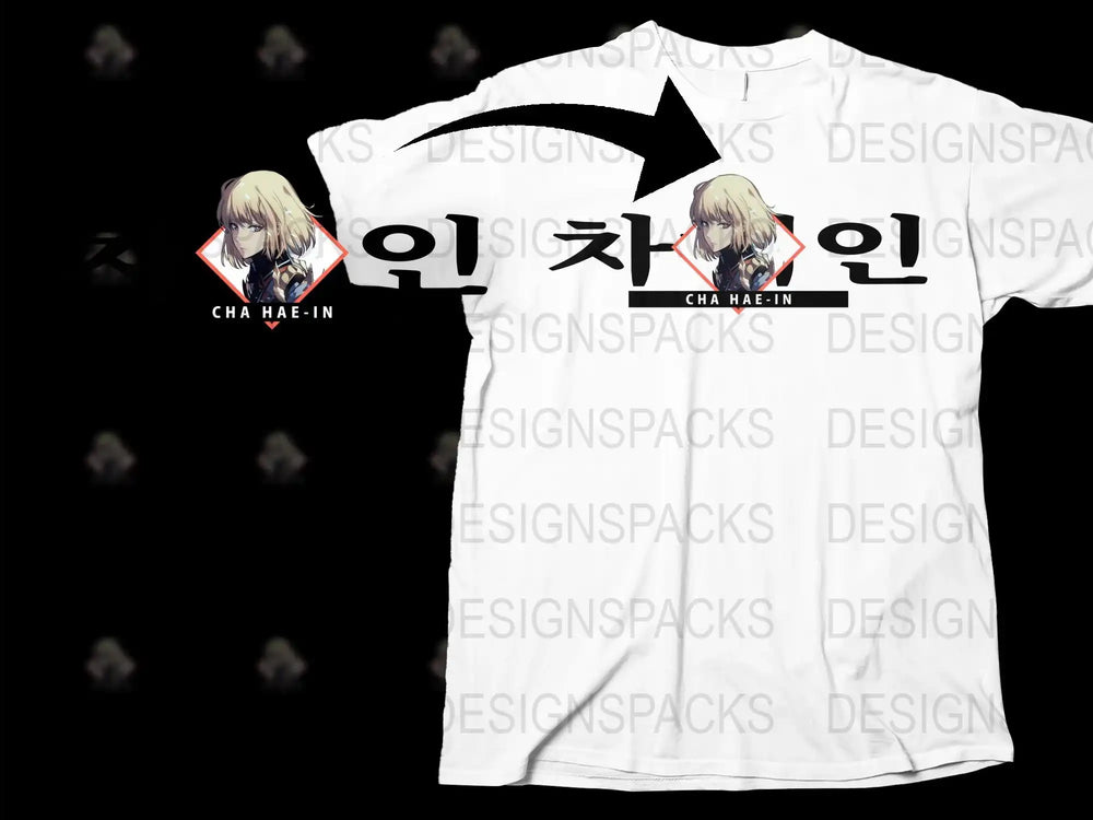 Unisex White T-Shirt with Anime Character Design, Cha Hae-In Graphic Tee, Casual Fashion Top