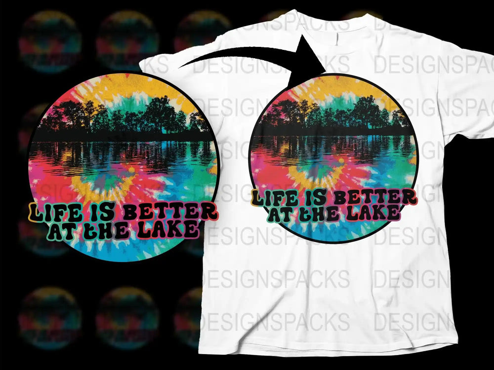 Colorful Lake Reflection T-Shirt, Life Is Better At The Lake, Nature Graphic Tee, Unisex Summer Vacation Shirt